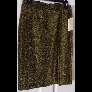 Michael Kors Gold Glitter Pencil Skirt SIZE M